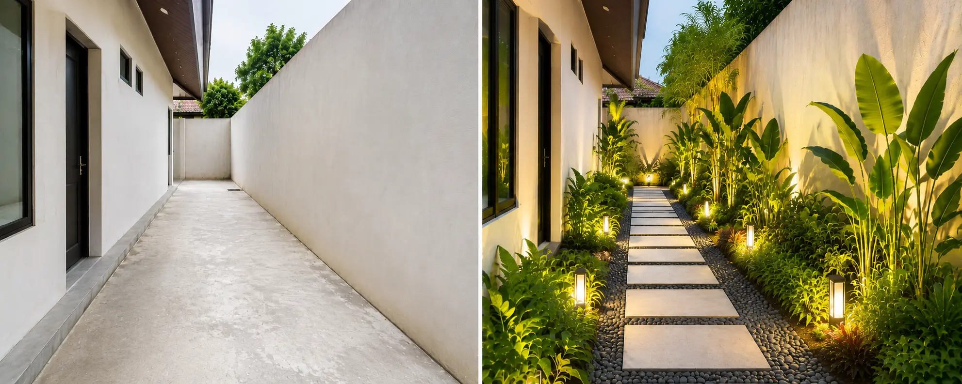 gambar before dan after lorong sempit rumah